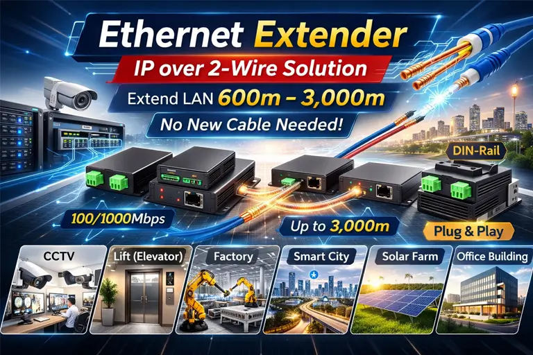 Ethernet Extender IP Over 2-wire 100/1000Mbps(1000M) (Pair)